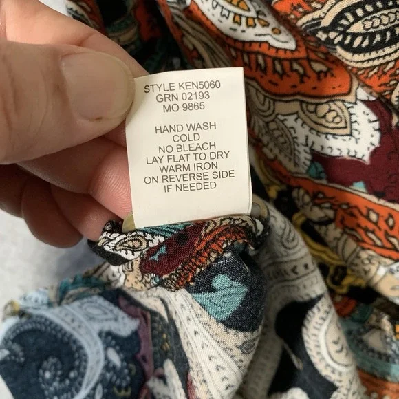 Anthropologie Fig & Flower Floral Paisley Tunic Shirt Sheath 3/4 Sleeves Large - Picture 10 of 10